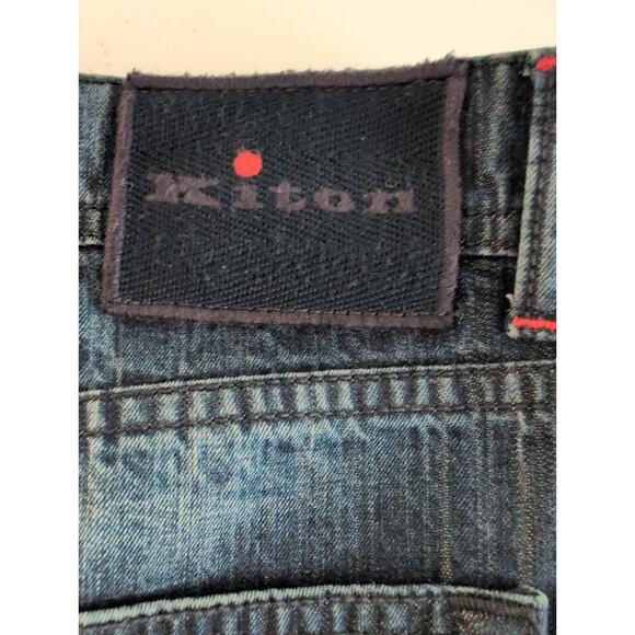 Kiton Selvedge Jean Men Size 34 (32x30)* Button Fly Straight Leg Dark Wash Italy - Picture 10 of 16